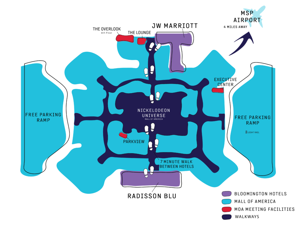 A diagram of meeting space at Mall of America