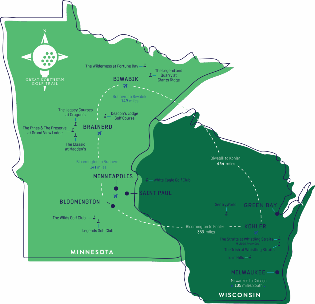 great northern golf trail map