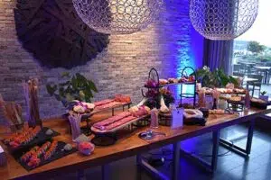 Charcuterie spread inside Cedar + Stone