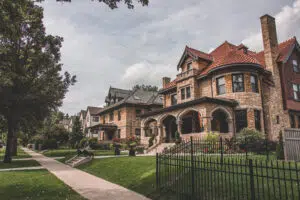 A line of historic homes
