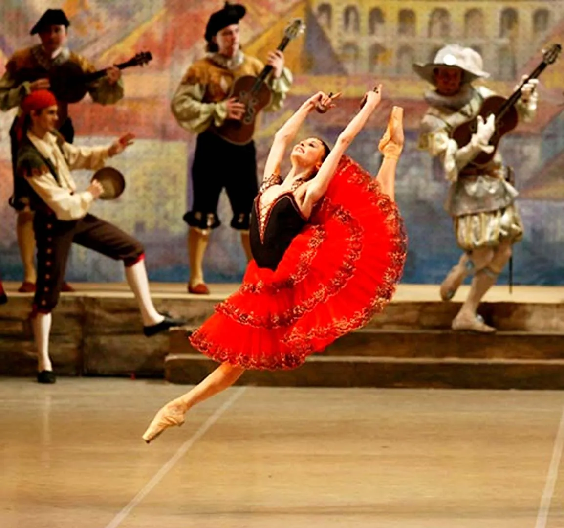 A ballerina dances during Don Quixote