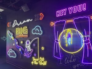 Neon signs lit up at Super Neon Mall of America.