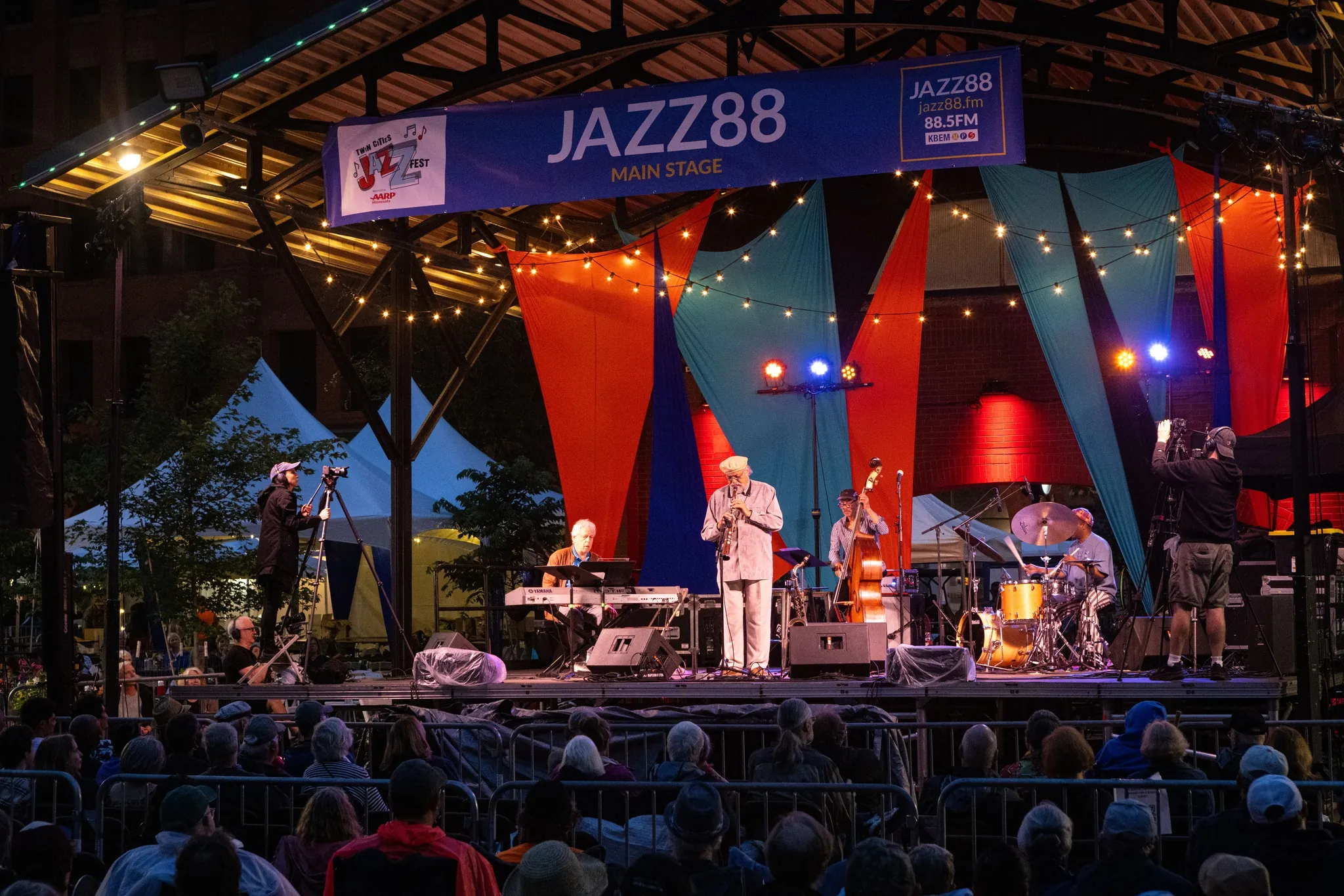 A jazz group performs on stage