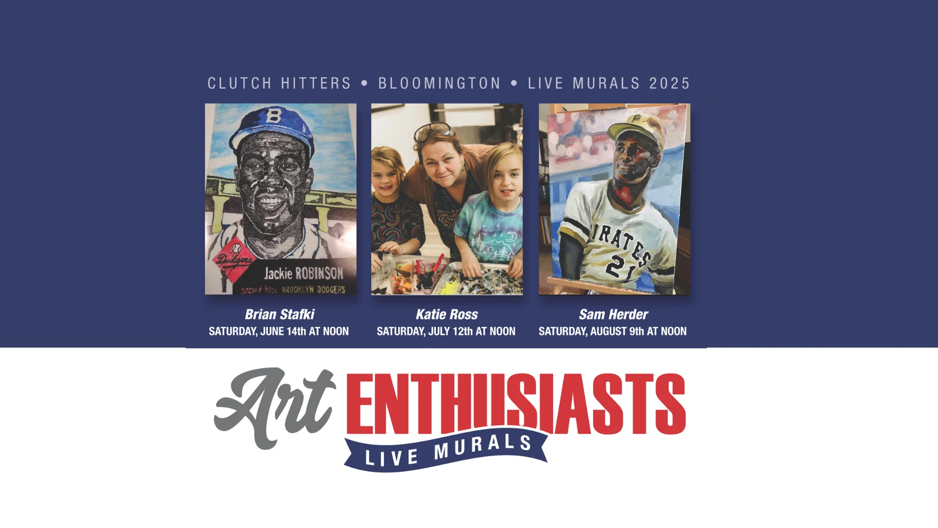 Features live mural events by 3 different artists on June 14th, July 12th and August 9th.