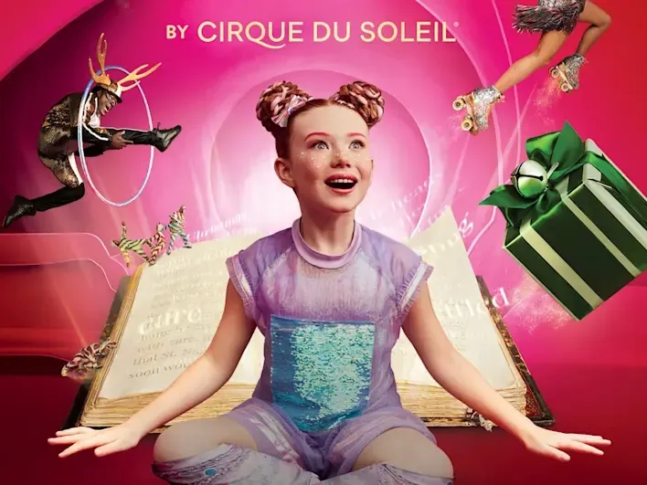 A dancer surrounded by gifts and acrobats.